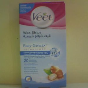 Veet Legs & Body Wax Strips (Sensitive) 20 Pcs + Wipes 4 Pcs