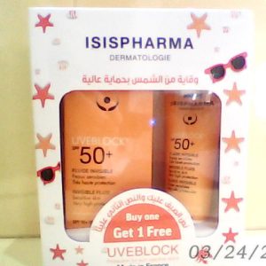 Offer Isis Uve Sunblock Spf 50+ Invisible Fluid Tube 40ml Buy 1 Get 1 Free^^1