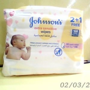 Offer Johnsons Extra Sensitive Baby Wipes 56 Pcs Buy 2 Get 1 Free -Yellow^^1