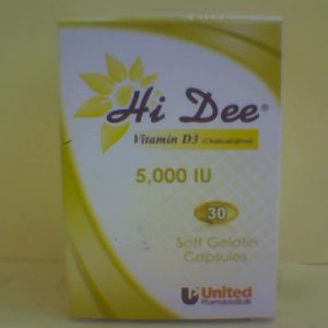 Hi Dee Vit D3 5,000 IU 30 Cap 12@25