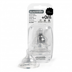 Suavinex Round Slow Flow Silicone Teat /Nipple 2 Pcs 0 m+ -05647
