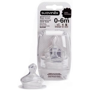Suavinex Anatomical Slow Flow (Size 1) Silicone Teat /Nipple 2 Pcs 0-6 m -06248