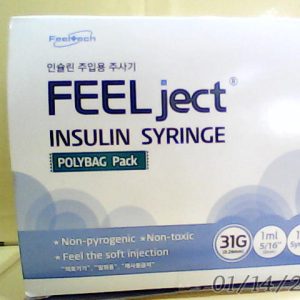 Feel Ject Insulin Syringe 31G 1ml 100 Pcs Del