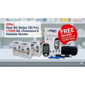 Offer Xper BG Strips 150 Pcs +BG & Cholesterol & Ketone Monitor Free ^^1 N..AC 10/5/2026