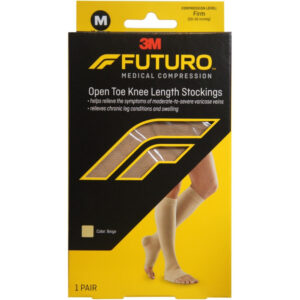 Futuro Therapeutic Open Toe Heel Knee Length Stocking For Men & Women Firm ( M) 71033-Beige