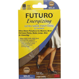 Futuro Energizing Ultra Sheer Pantyhose For Women Mild (L) 71018-Black French Cut