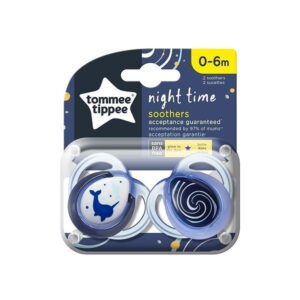 Tommee Tippee Night Time Silicone Soother/Pacifier 2 Pcs 0-6m-Boy