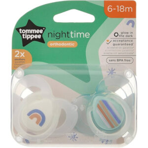 Tommee Tippee Night Time Silicon Soother/Pacifier 2 Pcs 6-18m -Decorated Gir