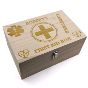 Wooden First aid Box With Key-S