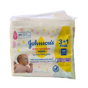 Offer Johnsons Extra Sensitive Baby Wipes 56 Pcs Buy 2 Get 1 Free -Yellow^^1
