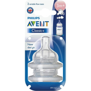 ِAvent Classic Variable Flow Silicone Teat/Nipple 3m+ 2 Pcs -One Slot -->(Ja)  N..A 17/5/2022