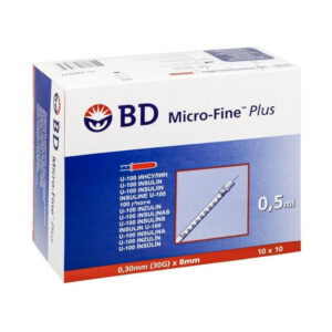 BD Micro- Fine Plus 30G 8mm 0.5ml Insulin Syringe 100Pcs