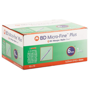 BD Micro- Fine Plus 31G 6mm 1ml Insulin Syringe 100Pcs