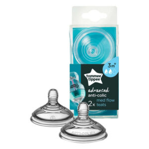 Tommee Tippee Advanced Anti-Colic Med Flow Silicone Teat/Nipple 2 Pcs 3m+ -422581