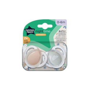 Tommee Tippee Night Time Silicone Soother/Pacifier 2 Pcs 0-6m-Girl