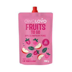 OWO Lovo Greenyum Organic Smooth Apple&Raspberry Puree 200g