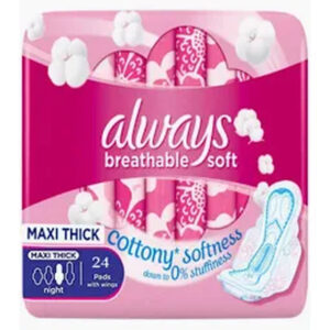 Always Cotton Soft Maxi Thick Extra Long 24 L/Pads 30%Off