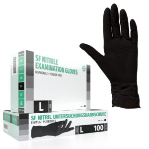 Nitrile (Powder Free) Sensitive Gloves 100 Pcs - L  اسود