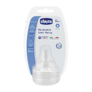 Chicco Regular Flow Silicone Teat/Nipple 0m+ 2 Pcs -1 Hole 81625.00 Del