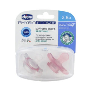 Chicco Physio Mini Soft Silicone Soother/Pacifier 2-6m 2 Pcs-Girl