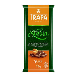 Trapa Stevia 50% Dark Chocolate With Almond G/F Chocolate Bar 75g