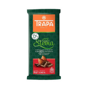Trapa Stevia 80% Dark Chocolate With Almond G/F Chocolate Bar 75g