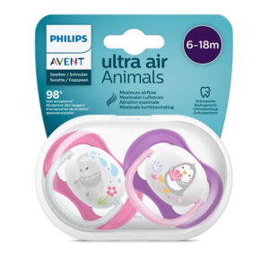 Avent Ultra Air Silicone Soother/Pacifier 6-18m (Twin Pack)-Decorated Girl -->(Ja)