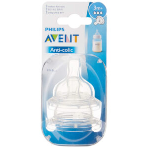 Avent Anti Colic (3) Silicone Teat/Nipple 3m+ 2 Pcs -->(Ja)
