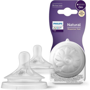 ِAvent Natural Flow (1) Silicone Teat/Nipple 0m 2 Pcs-Scratch & Win -->(Ja)