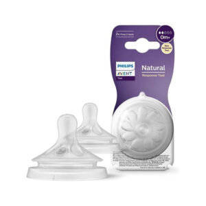 ِAvent Natural Flow (2) Silicone Teat/Nipple 0m+ 2 Pcs -->(Ja)
