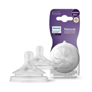 ِAvent Natural Flow (5) Silicone Teat/Nipple 6m+ 2 Pcs^^1 -->(Ja)
