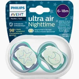 Avent Ultra Air Night Soother/Pacifier 6-18m (Twin Pack) -Decorated Boy-Scratch & Win -->(Ja)