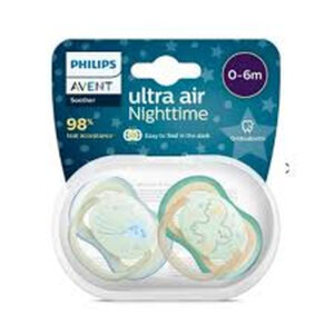 Avent Ultra Air Night Silicone Soother/Pacifier 0-6m (Twin Pack) - Decorated Boy -->(Ja)