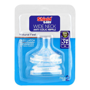 Shield Baby Wide Neck Anti Colic Teat/Nipple 3m+ 2Pcs