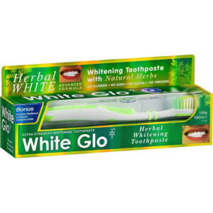 White Glo Herbal White T/P 100 ml +(Anti-Stain T/B +Flosser Free)^^1