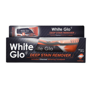 White Glo Charcoal Deep Stain Remover Whitening T/P 100 ml+( Deep Cleaning T/B+ Flosser Free )1