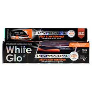 White Glo Charcoal Mouth Detox  Whitening T/P 100 ml+( Deep Cleaning T/B+ Flosser Free )1 $Temp.8